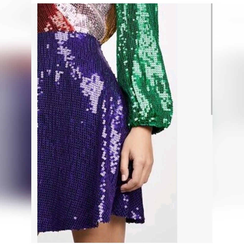 Alice + Olivia Blaze Sequin Color Block Mini Dress Size 6 NWT $ 440 - Picture 5 of 16